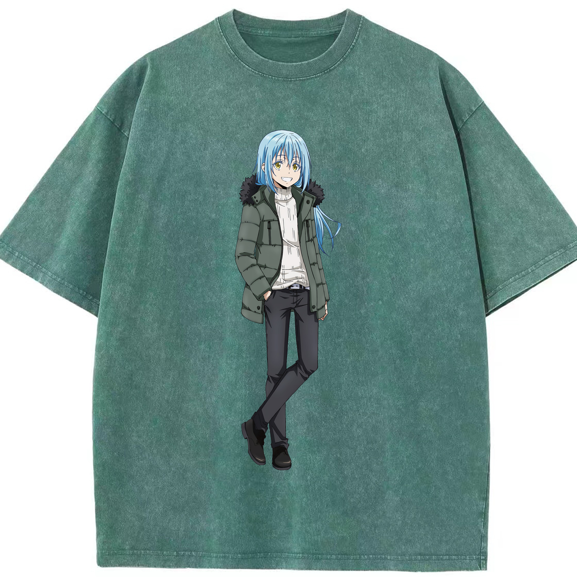 （画像用） 転スラ Regarding Reincarnated to Slime 綿100% ヴィンテージ風 半袖Tシャツ（フロントプリント）